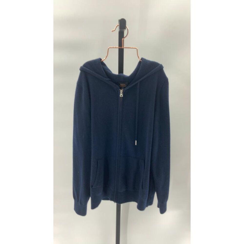 Quince Navy Blue Zip-Up Hoodie
